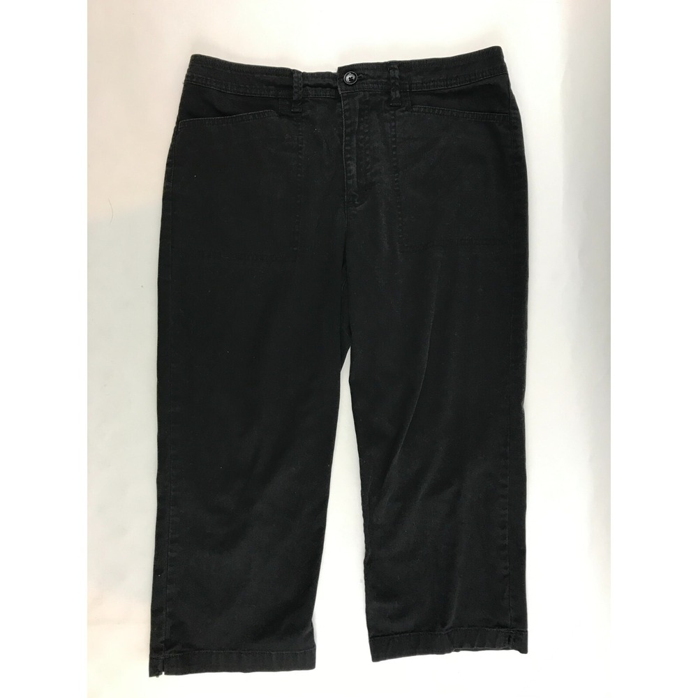 Gloria Vanderbilt Jeans Women's Size 10 Black Solid Color Capris Mid Rise Pocket